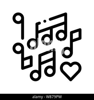 Music Notes Wedding Dance Thin Line Vector Icon Stock Vector