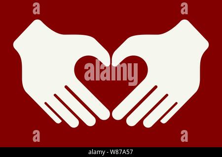 Vector illustration. Hands forming a heart shape with their fiingers. Stock Vector