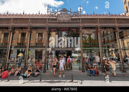 Horizontal view of Mercado de San Miguel in Madrid. Stock Photo