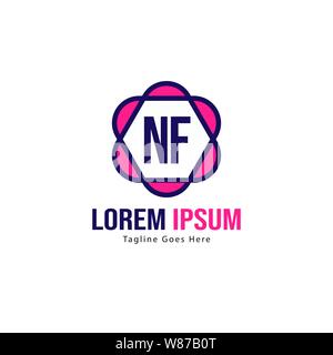 Initial NF logo template with modern frame. Minimalist NF letter logo vector illustration design Stock Vector