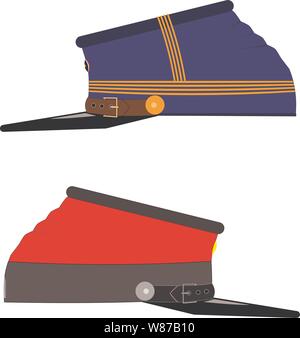 Confederate and union caps or hats. Civil war ammo uniform element. To design banners for national USA holidays such as Independence, Memorial, Labor, Stock Vector