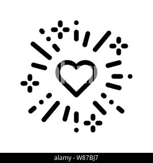 Heart And Firework Wedding Thin Line Vector Icon Stock Vector