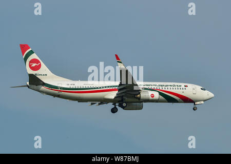 Bangkok, Thailand - Apr 23, 2018. S2-AFM Biman Bangladesh Airlines Boeing 737-800 landing at Bangkok Suvarnabhumi International Airport (BKK). Stock Photo