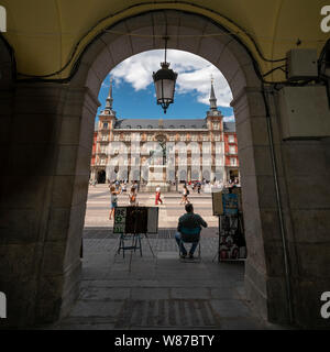 Square view of Plaza Mayor in Madrid. Stock Photo