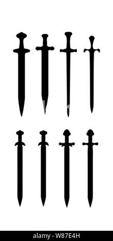 icon sword. Cold steel medieval arms, flat design. Stock Vector