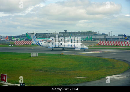 DUBLIN, IRELAND -28 JUL 2019- A regional airplane from British airline FlyBe (BE) at the Dublin airport (DUB), Aerfort Bhaile Átha Cliath. Stock Photo