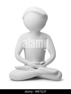 3d the person meditating. 3d image. Isolated background. Stock Photo