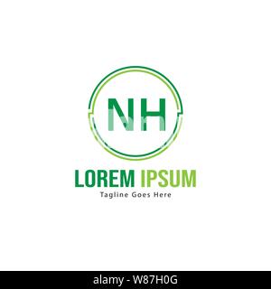 Initial NH logo template with modern frame. Minimalist NH letter logo vector illustration design Stock Vector