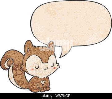 cartoon squirrel with speech bubble in retro texture style Stock Vector