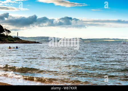 Crystal Symphony leaving Belfast and passing across Helen's Bay near Bangor, County Down, Northern Ireland. Stock Photo