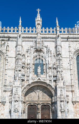 Lisbon, Portugal. The Mosteiro dos Jeronimos, or the Monastery of the Hieronymites.  The South Portal, designed by Juan de Castilho.  The monastery is Stock Photo