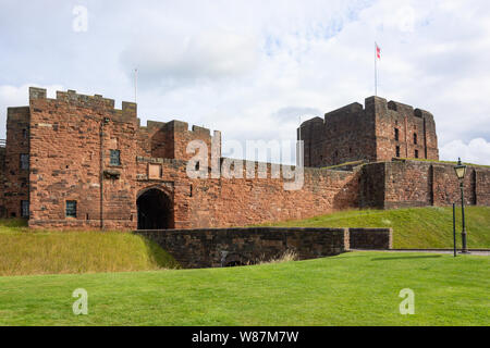 Tile Tower, entrance gate and walls of Carlisle Castle, Castle Street, Carlisle, City of Carlisle, Cumbria, England, United Kingdom Stock Photo