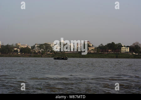 View from Umananda temple is located in an island surrounded by Bhramputra river Stock Photo