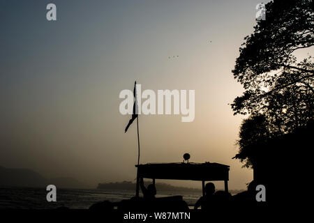 View from Umananda temple is located in an island surrounded by Bhramputra river Stock Photo