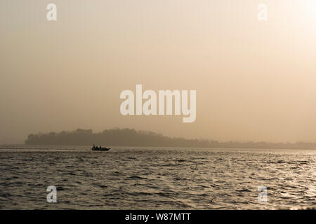 View from Umananda temple is located in an island surrounded by Bhramputra river Stock Photo