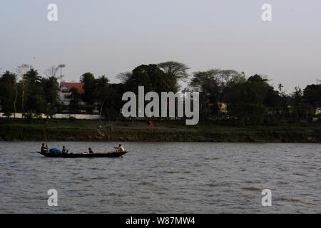 View from Umananda temple is located in an island surrounded by Bhramputra river Stock Photo