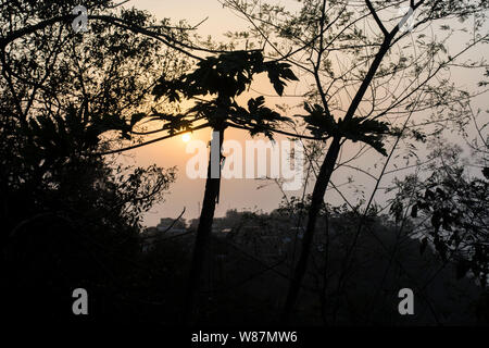 View from Umananda temple is located in an island surrounded by Bhramputra river Stock Photo