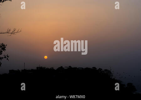 View from Umananda temple is located in an island surrounded by Bhramputra river Stock Photo