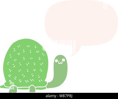 cute cartoon turtle with speech bubble in retro style Stock Vector