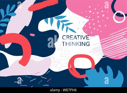 Creative thinking poster - modern vector minimalistic banner Stock Vector