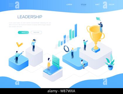 Leadership concept - colorful isometric vector web banner Stock Vector