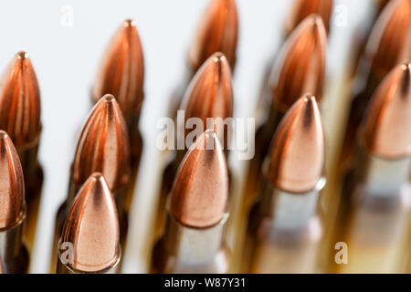 Hunting cartridges of caliber on a white background. 308 Win Stock Photo