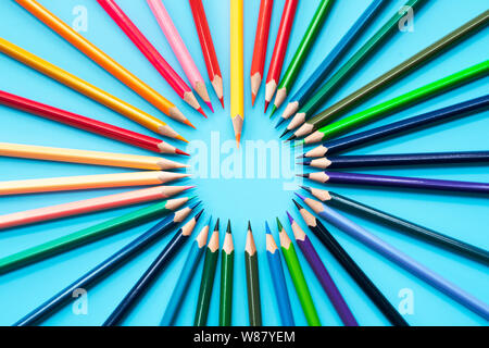 Leadership business concept. Orange color pencil lead other color Stock Photo