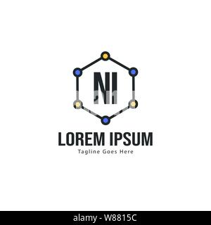Initial NI logo template with modern frame. Minimalist NI letter logo vector illustration design Stock Vector