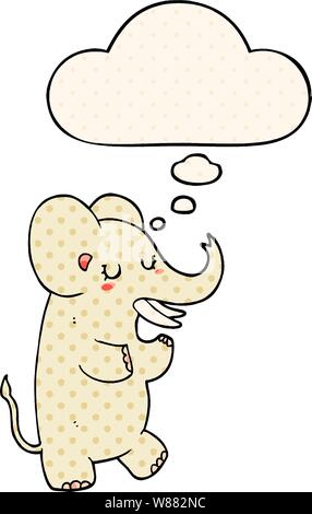 cartoon elephant with thought bubble in comic book style Stock Vector