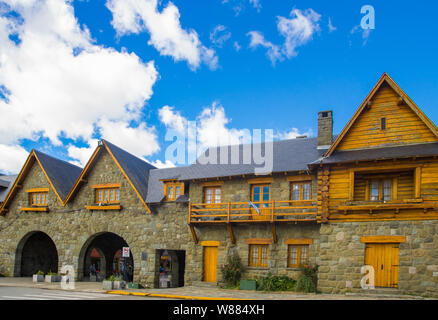 Civic Centre BARILOCHE, ARGENTINA - march 24, 2018:Civic Centre, Centro Civico and main square in downtown Bariloche City San Carlos de Bariloche, Arg Stock Photo