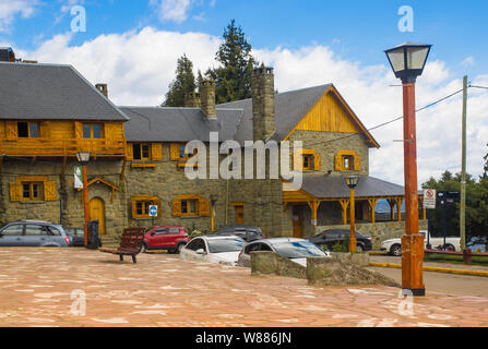 Civic Centre BARILOCHE, ARGENTINA - march 24, 2018:Civic Centre, Centro Civico and main square in downtown Bariloche City San Carlos de Bariloche, Arg Stock Photo