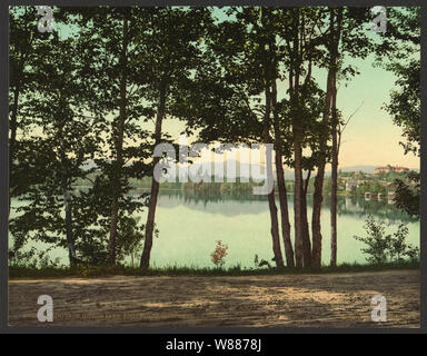 A  glimpse of Mirror Lake, Adirondack Mountains Stock Photo