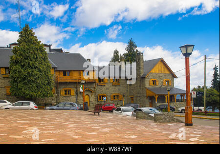 Civic Centre BARILOCHE, ARGENTINA - march 24, 2018:Civic Centre, Centro Civico and main square in downtown Bariloche City San Carlos de Bariloche, Arg Stock Photo