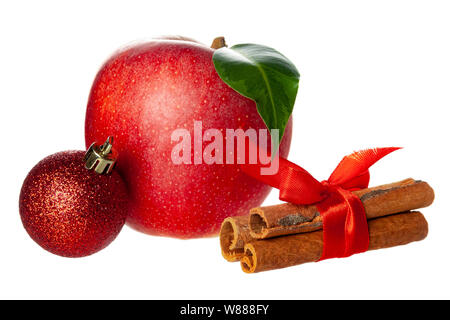Apple Christmas toy cinnamon on a white background, isolate. Stock Photo