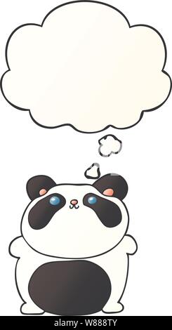 cartoon panda with thought bubble in smooth gradient style Stock Vector