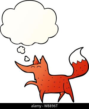 cartoon fox with thought bubble in smooth gradient style Stock Vector