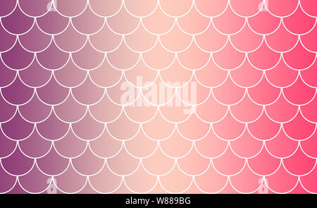Mermaid or fish scale tiles with linear color progression in purple and pink hues, graphic resource, pleasing marine themed optical pattern Stock Photo