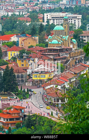 Beautiful view of downtown of Veliko Tarnovo from Tsarevets Fortress, Bulgaria Stock Photo