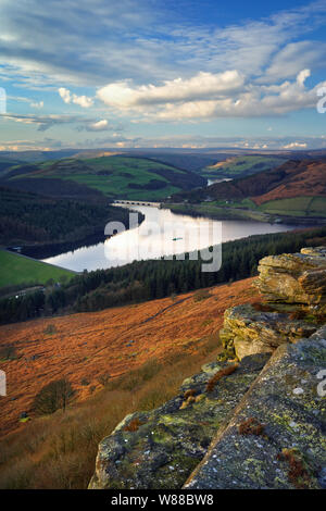 UK,Derbyshire,Peak District,Ladybower Reservoir from Bamford Edge