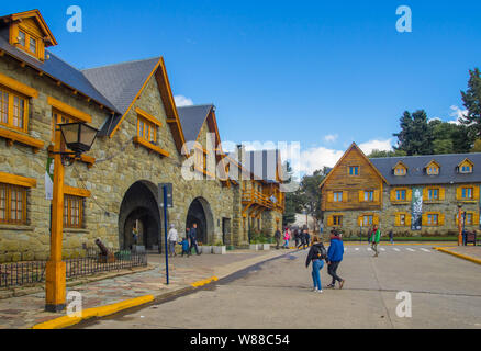 Civic Centre BARILOCHE, ARGENTINA - march 24, 2018:Civic Centre, Centro Civico and main square in downtown Bariloche City San Carlos de Bariloche, Arg Stock Photo