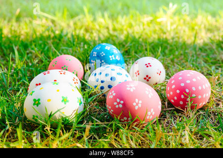 Easter egg ! happy colorful Easter sunday hunt holiday decorations Easter concept backgrounds Stock Photo