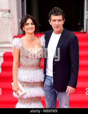 Penelope Cruz and Antonio Banderas attending the Pain and Glory Premiere at Somerset House, London. Stock Photo