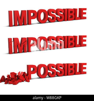 Impossible becomes possible. 3d illustration isolated on white background Stock Photo