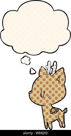 cartoon deer with thought bubble in comic book style Stock Vector