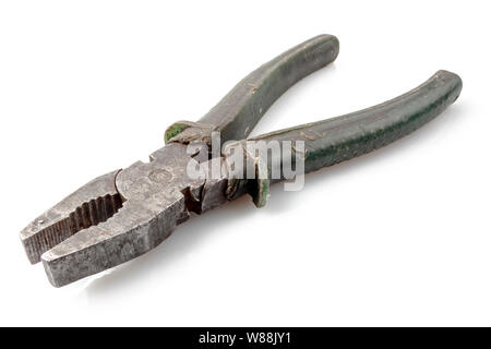Very old pliers on a white background. Stock Photo