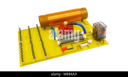 Large high-voltage electrical board with radio elements Stock Photo