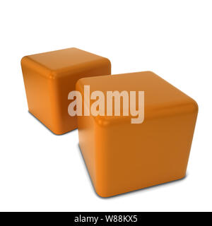 Caramel cubes. 3d illustration isolated on white background Stock Photo