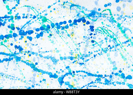 multicolored watercolor blots on white paper background texture Stock Photo