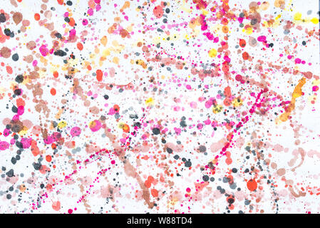 multicolored watercolor blots on white paper background texture Stock Photo