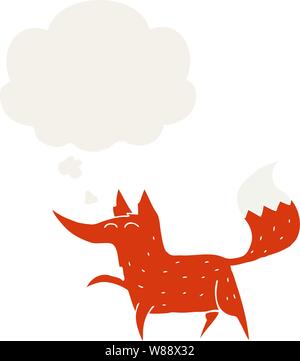 cartoon fox with thought bubble in retro style Stock Vector